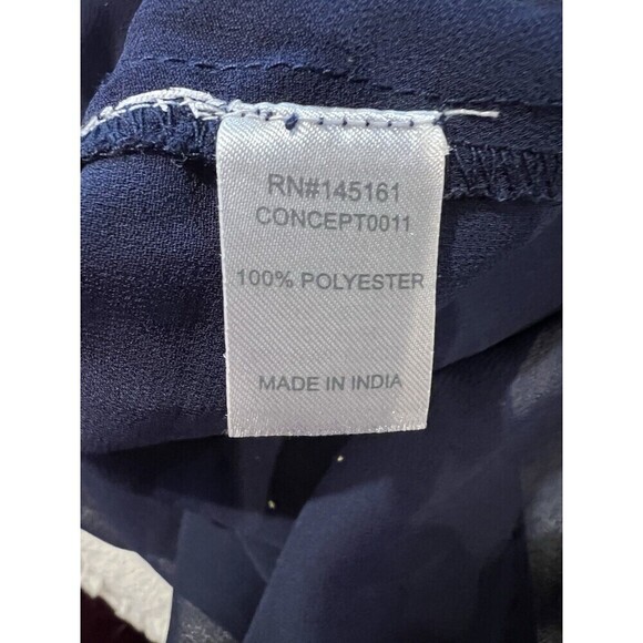 Charming Charlie navy blue sheer sleeveless blouse with embellished shoulders S - Picture 7 of 8